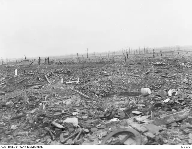 Les ruines de Merris en 1918