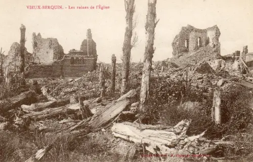 Vieux Berquin, les ruines de l'église