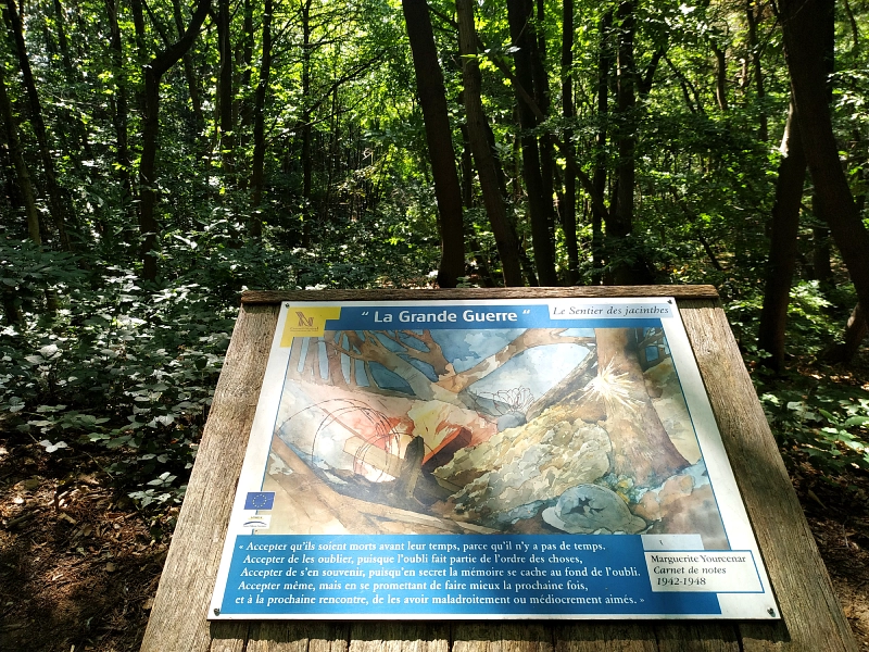 panneau de la grande guerre dans le bois du Mont Noir