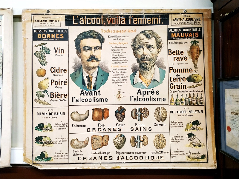affiche de lutte contre l'alcoolisme à l'écomusée des écoles de Lille