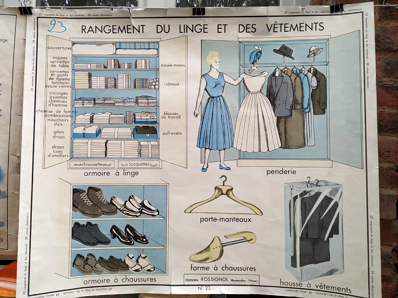 affiche du rangement du linge à l'écomusée des écoles de Lille