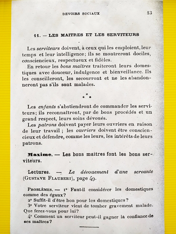 le maître et les serviteurs, la morale par l'exemple