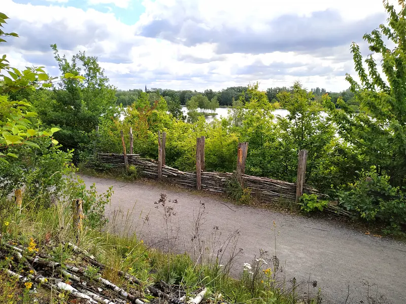 vu sur l'étang en montant le terril du parc des Argales à Rieulay
